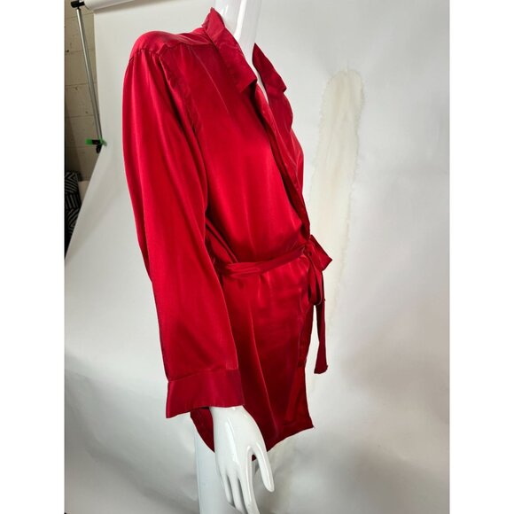 Marilyn Monroe By Warners Satin Red Wrap Robe With Belt & Embroidered Logo - Picture 1 of 16
